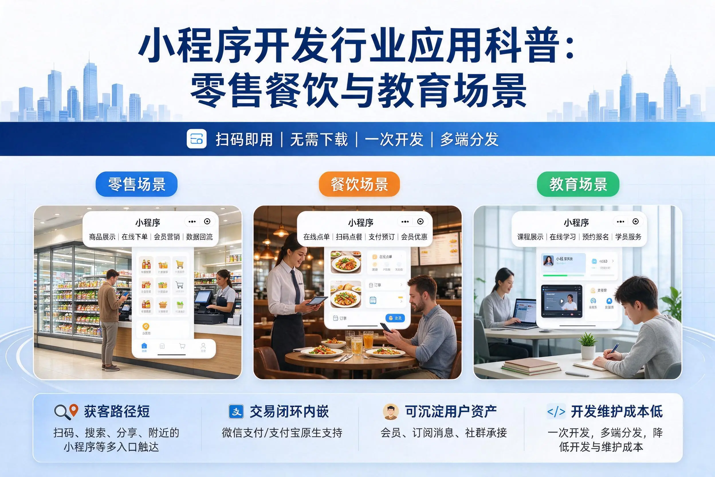 株洲小程序开发行业应用科普:零售餐饮与教育场景