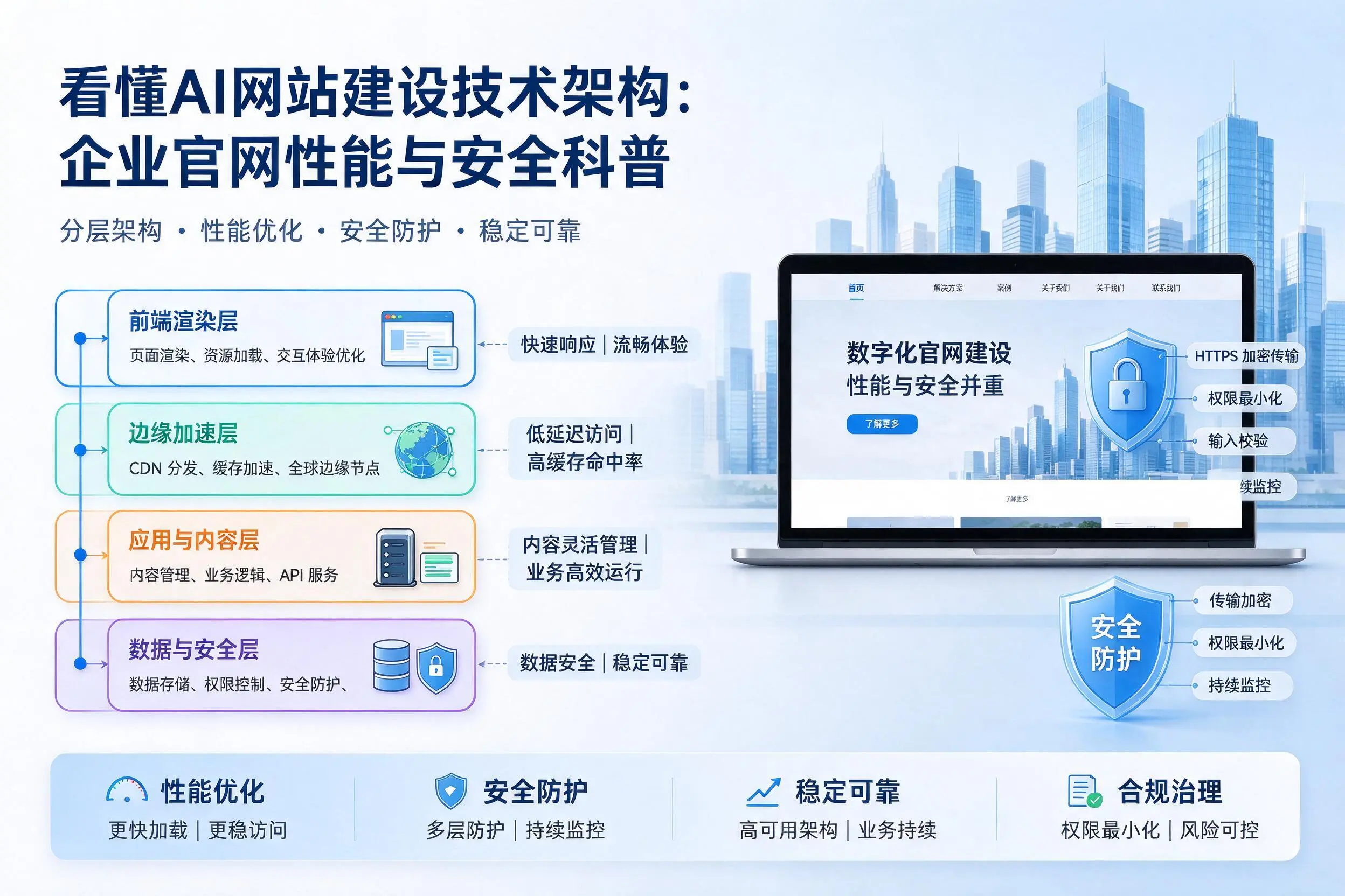 看懂AI网站建设技术架构:株洲企业官网性能与安全科普