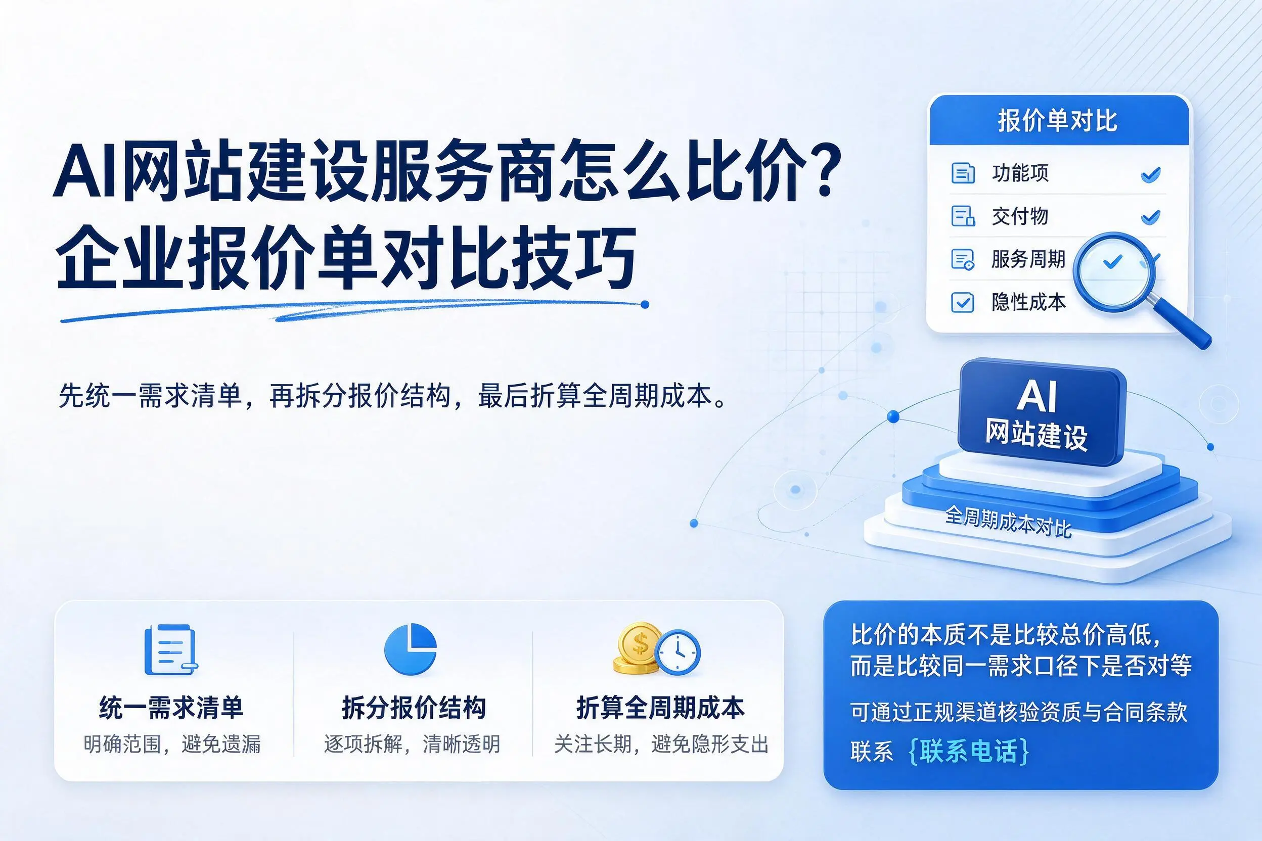 AI网站建设服务商怎么比价?株洲企业报价单对比技巧